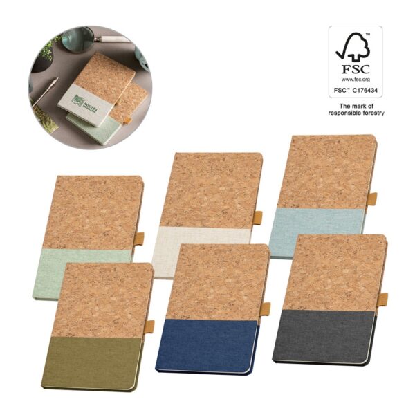 KLEE. A5 notebook in cork and linen with lined sheets