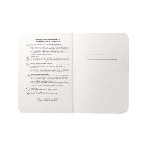 COFFEEPAD SEMI-RIGID. A5 notepad with semi-rigid cover made from coffee husk waste (65%)