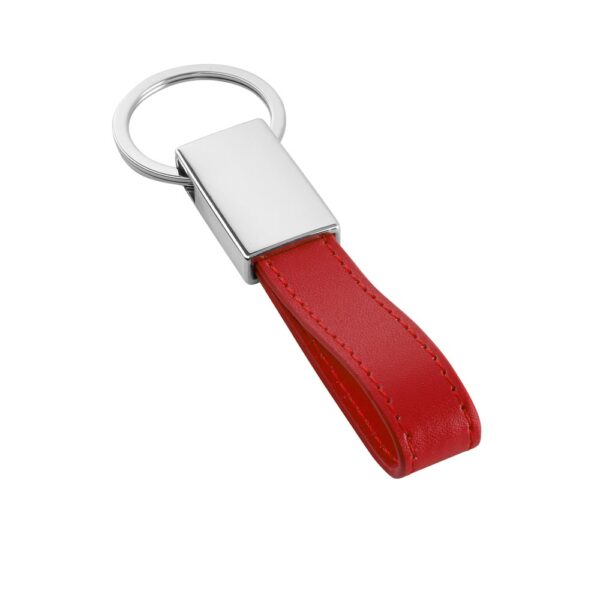 WATOH. Round metal and PU keyring
