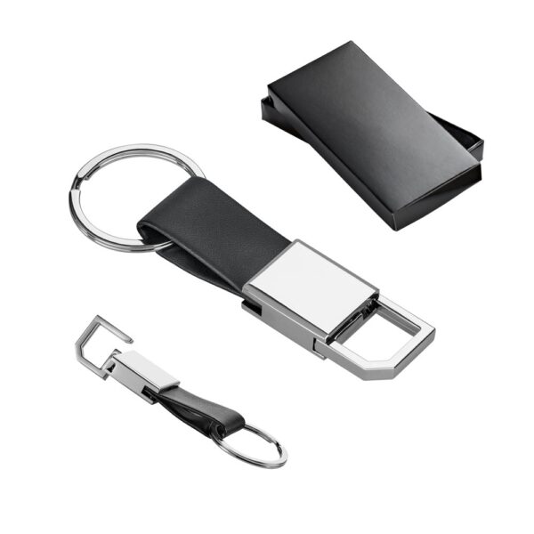 BOURCHIER. Metal and PU keyring with hook