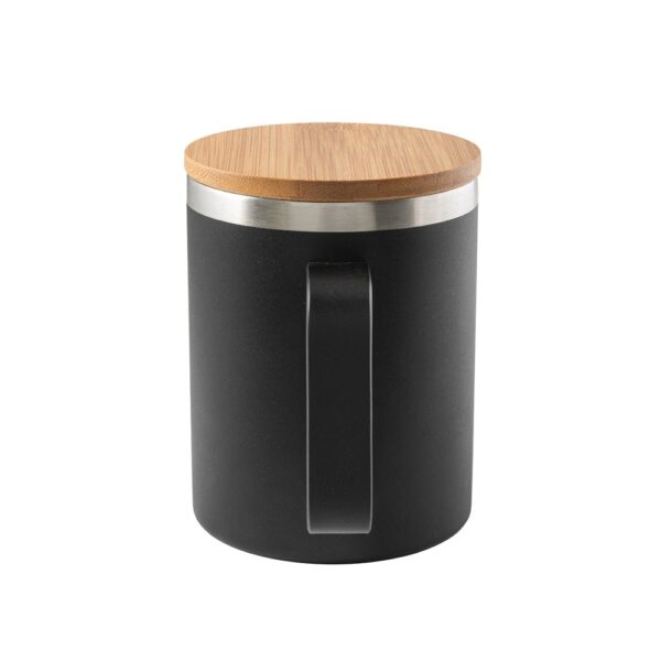 LAUDA. Mug in 90% recycled stainless steel with bamboo lid 420 mL