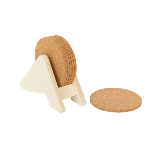 94368_160-a PLYCORK. Plywood stand with 6 cork coasters