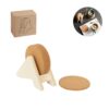 94368_set PLYCORK. Plywood stand with 6 cork coasters