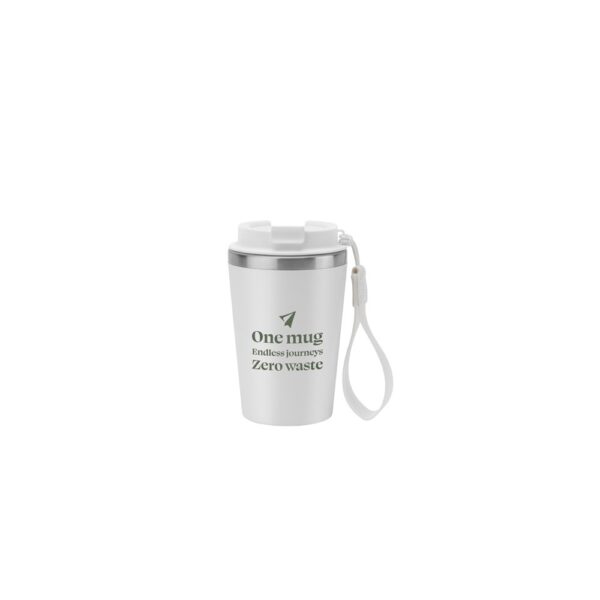 SPITZ. Stainless steel travel mug (90% recycled) with PP outer wall and matte finish 440 mL