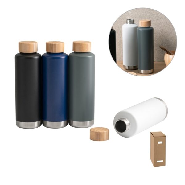 94662_set NORRE BOTTLE. Double wall stainless steel (36% recycled) vacuum insulated bottle 640 mL