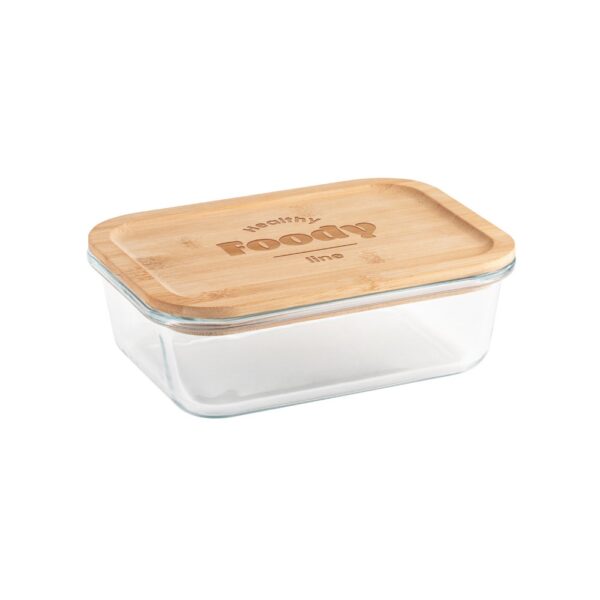 PORTOBELLO. Lunch Box. Hermetic box in borosilicate glass and bamboo lid 1000 mL
