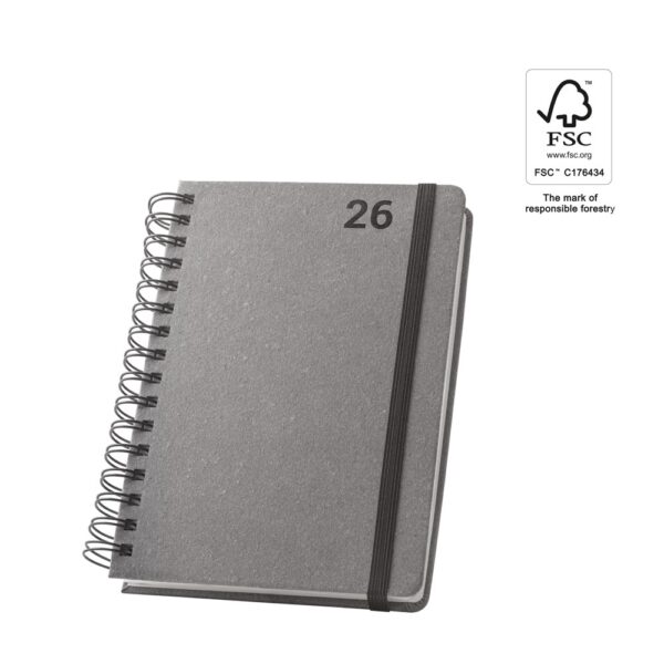 SIMMEL A5. A5 diary, with rings, in leather (58% recycled)