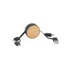 97091_103 RUBINS. 6-in-1 retractable USB cable in recycled ABS (100% rABS) and bamboo