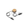 97091_103-c RUBINS. 6-in-1 retractable USB cable in recycled ABS (100% rABS) and bamboo