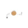 97091_106 RUBINS. 6-in-1 retractable USB cable in recycled ABS (100% rABS) and bamboo