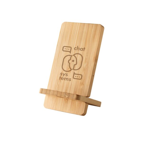 LANGE. Smartphone holder with 15W super-fast wireless charger in bamboo