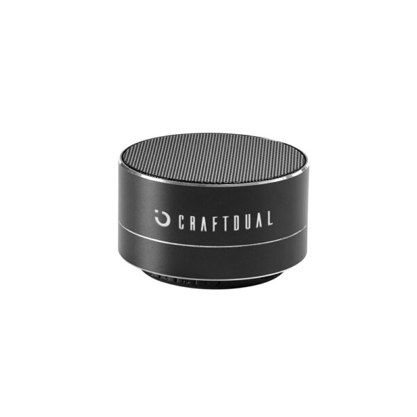 FLOREY. Portable 3W speaker with 4h battery life in recycled aluminium (100% rAL) and recycled ABS (100% rABS)
