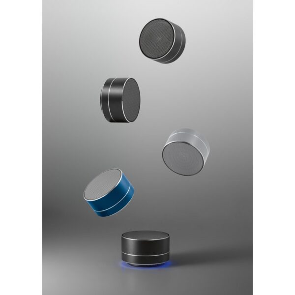 FLOREY. Portable 3W speaker with 4h battery life in recycled aluminium (100% rAL) and recycled ABS (100% rABS)