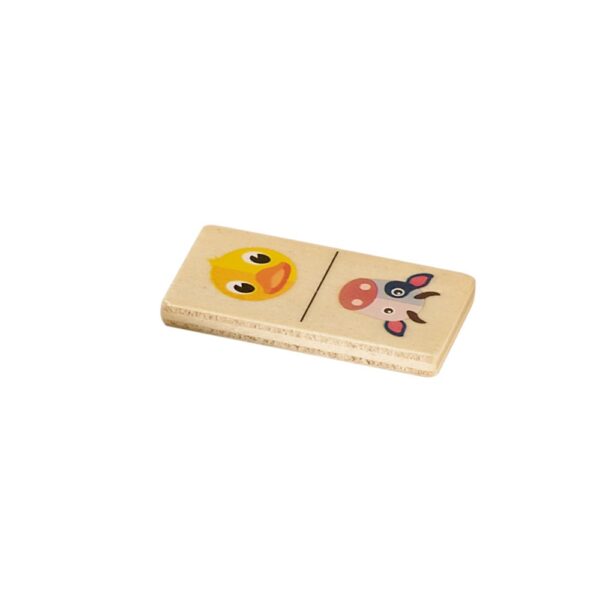 98074_150-f DOMIN. Kids wooden domino game. 28 pieces featuring fun animal figures