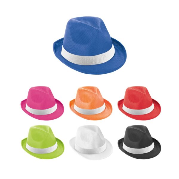 MANOLO POLI. Hat in PP with white polyester ribbon