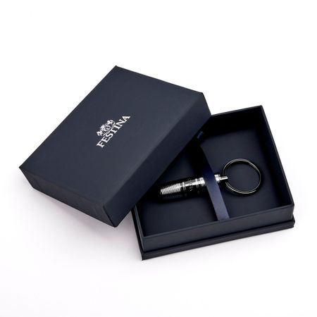 FAK470B-5 Key ring Bold Stripe Chrome & Gun