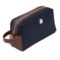 Toiletry Bag Button Navy & Brown