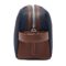 Toiletry Bag Button Navy & Brown