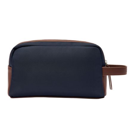 Toiletry Bag Button Navy & Brown