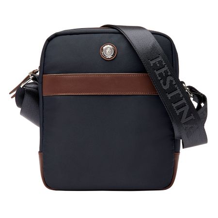 Reporter bag Button Navy & Brown