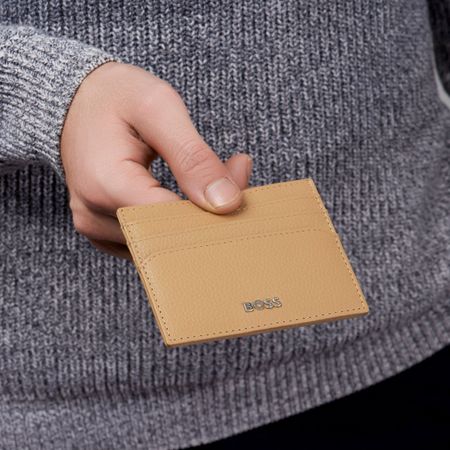 BOSS Card holder Classic Grained Camel