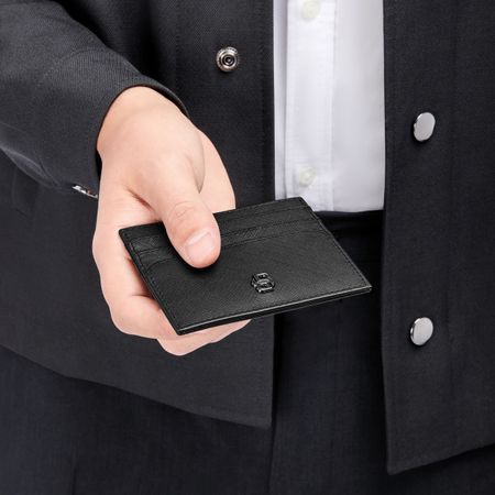 BOSS Card holder Double B Saffiano Black