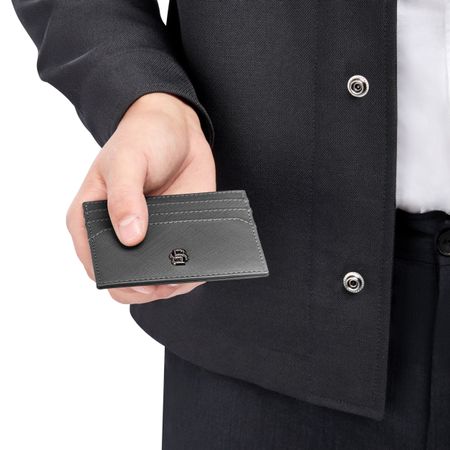 BOSS Card holder Double B Saffiano Grey