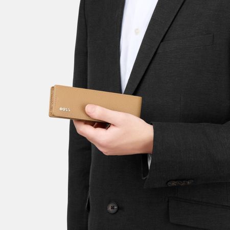 BOSS Double pen pouch Classic Grained Camel