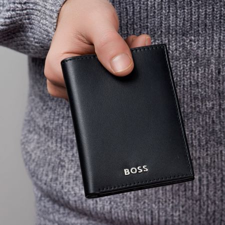 BOSS Folding card holder Classic Smooth Black