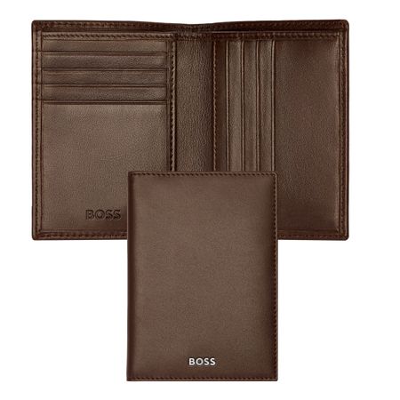 BOSS Folding card holder Classic Smooth Brown