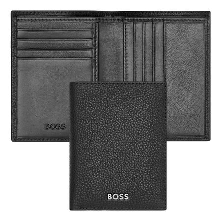 BOSS Folding card holder Classic Grained Black