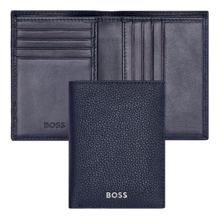 BOSS Folding card holder Classic Grained Navy