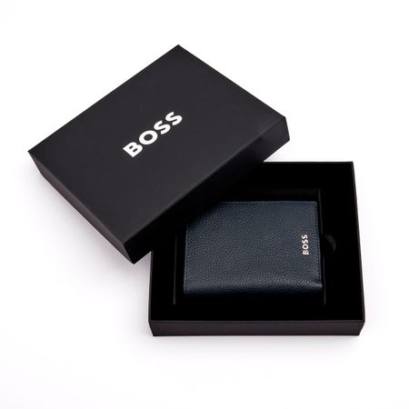 BOSS Folding card holder Classic Grained Navy
