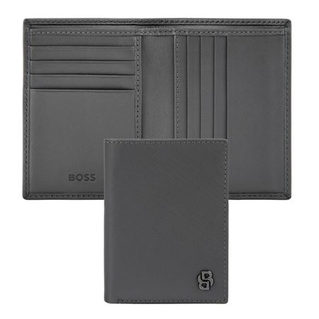 BOSS Folding card holder Double B Saffiano Grey