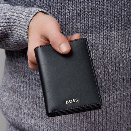 BOSS Card holder trifold Classic Smooth Black