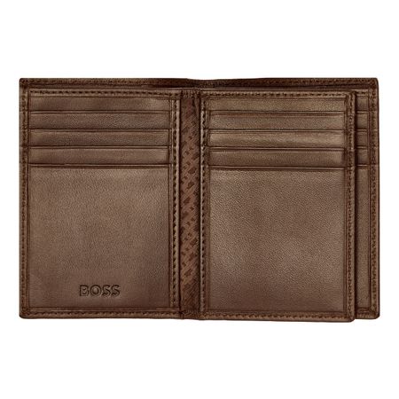 HLF403Y-3 BOSS Trifold card holder Classic Smooth Brown