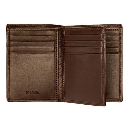 HLF403Y-4 BOSS Trifold card holder Classic Smooth Brown