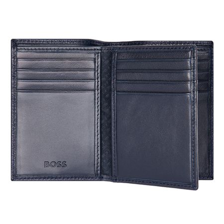 HLF416N-3 BOSS Card holder Trifold Classic Grained Navy