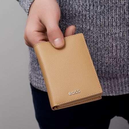 BOSS Card holder trifold Classic Grained Camel