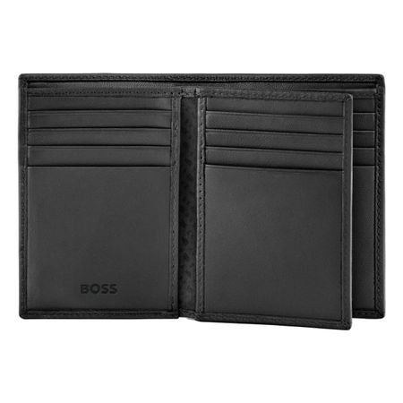 HLF526A-4 BOSS Card holder with flap Double B Saffiano Black