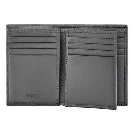 BOSS Card holder with flap Double B Saffiano Grey
