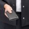 BOSS Card holder with flap Double B Saffiano Grey