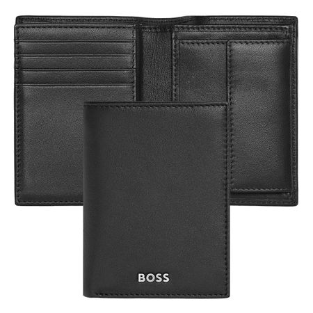 BOSS Card holder with flap and money pocket Classic Smooth Black