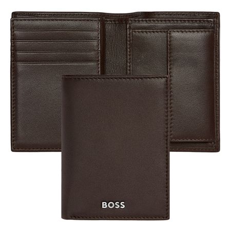 BOSS Card holder with flap and money pocket Classic Smooth Brown