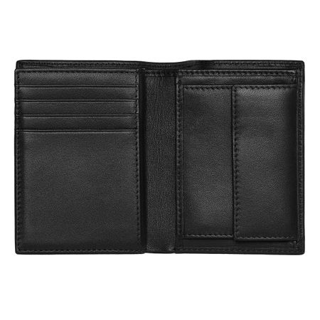 BOSS Card holder with flap and money pocket Classic Grained Black