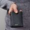 BOSS Card holder with flap and money pocket Classic Grained Black