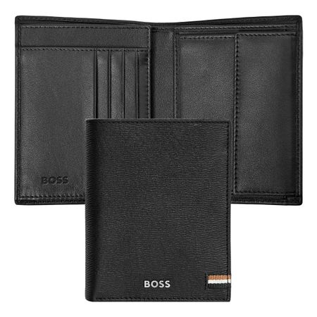 BOSS Card holder with flap and money pocket Iconic Black