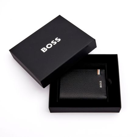 BOSS Card holder with flap and money pocket Iconic Black