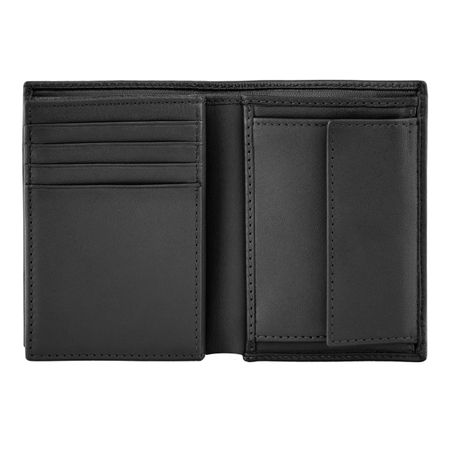 BOSS Card holder with flap and money pocket Double B Saffiano Black
