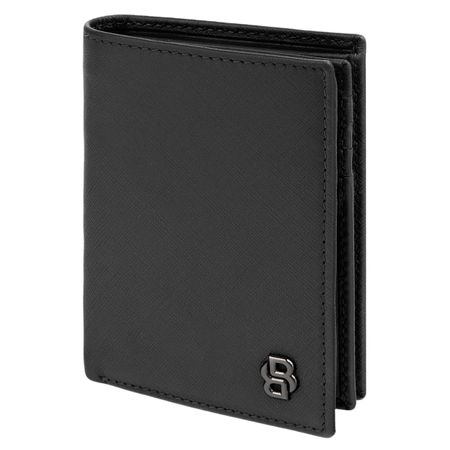 BOSS Card holder with flap and money pocket Double B Saffiano Black